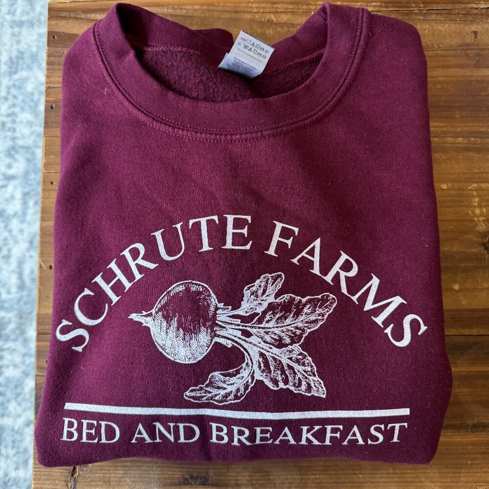Schrute Farms Crewneck Sweater (The Office TV show sweater) Unisex Medium